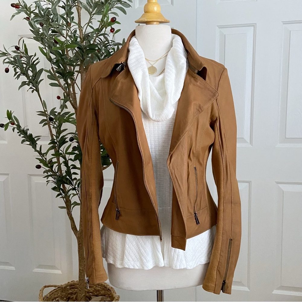 Leather MOTO Jacket, Soft Mixed Media ⭐️ GORGEOUS - Picture 2 of 15